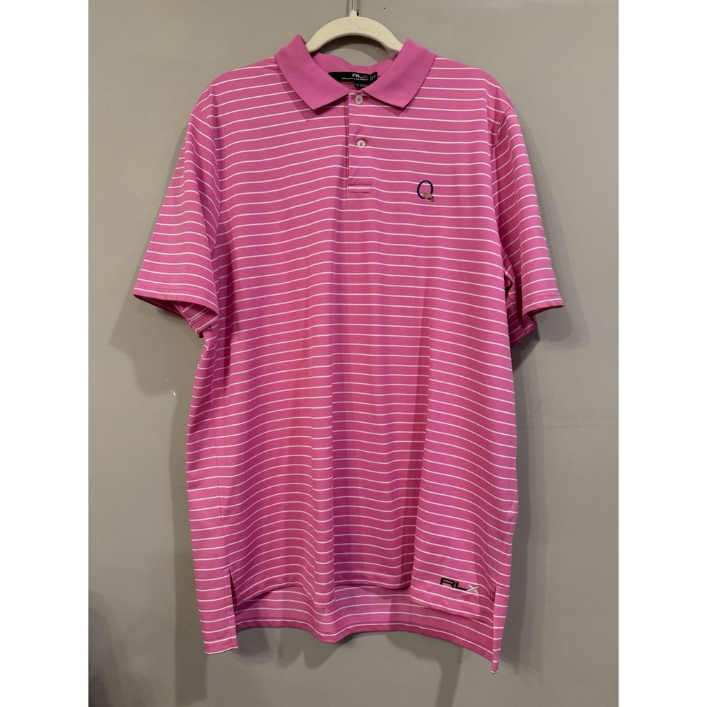 Ralph Lauren RLX Pink Stripe Quail Hollow Golf Polo‎ XL
